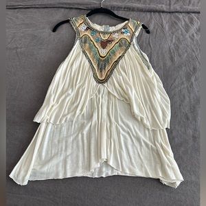 Free People Tribal Print Tank - Ivory - Size M